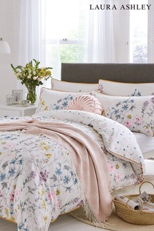 Laura Ashley White Wild Meadow Duvet Cover And Pillowcase Set